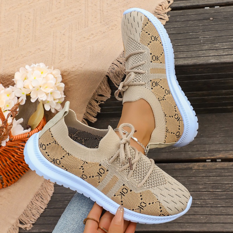 2026 Yeni Bağcıklı Yuvarlak Ka - Knit Fabric Lace Up Sneakers incelemesi ve fiyatı
