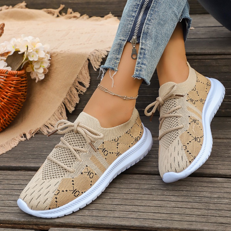 2026 Yeni Bağcıklı Yuvarlak Ka - Knit Fabric Lace Up Sneakers incelemesi ve fiyatı